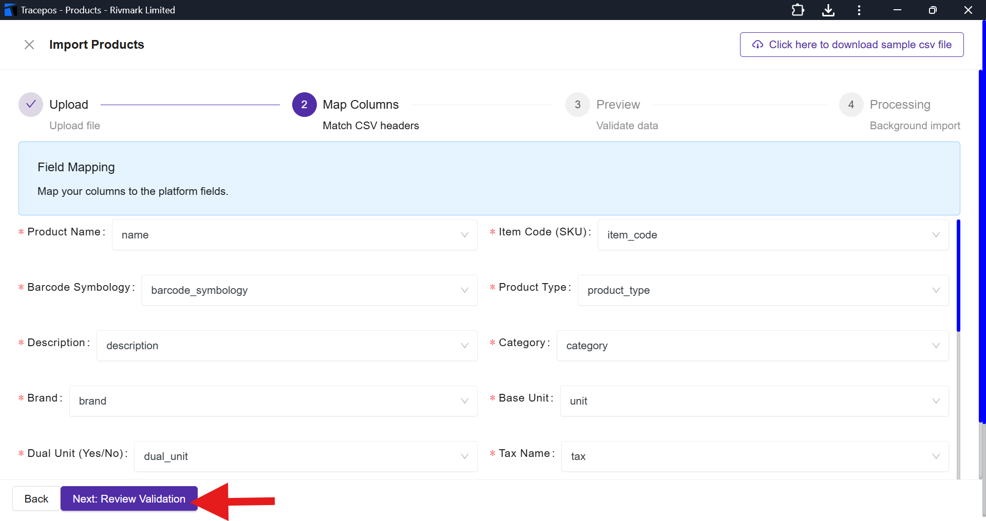 Next Review Validation Button