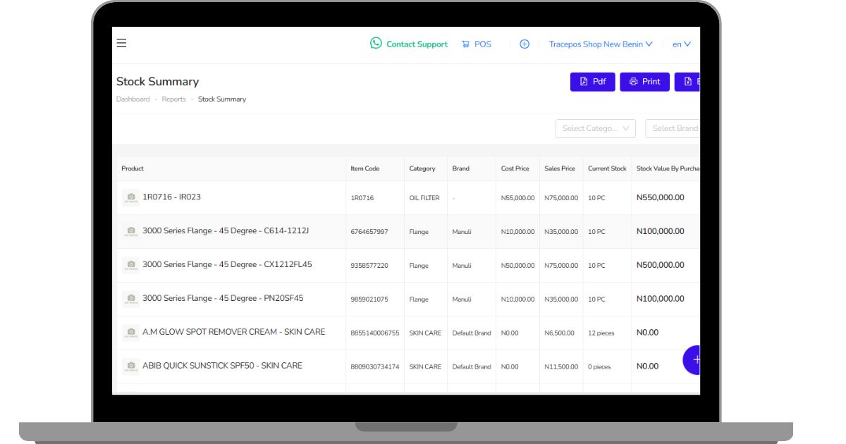 Inventory Management Screen